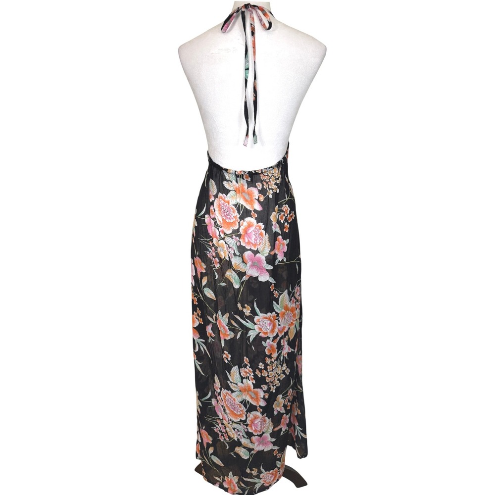 Topshop Floral Slip Dress Halter Maxi Backless Formal S Vacation Wedding Guest - Picture 2 of 9